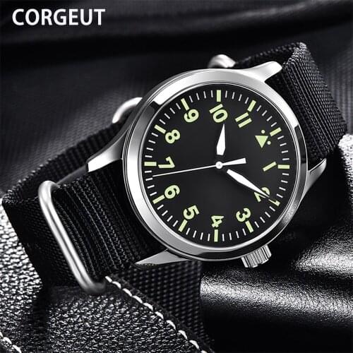 CORGEUT Military Men Automatic Watches Luxury Brand Design male Clock Leather Self Wind Mechanical Wrist Watches Reloj Hombre