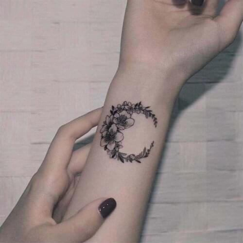 Black Garland Temporary Tattoo Stickers For Wrist Arm Body Art Waterproof Flower Fake Tattos Flash Decals Tatoos Party