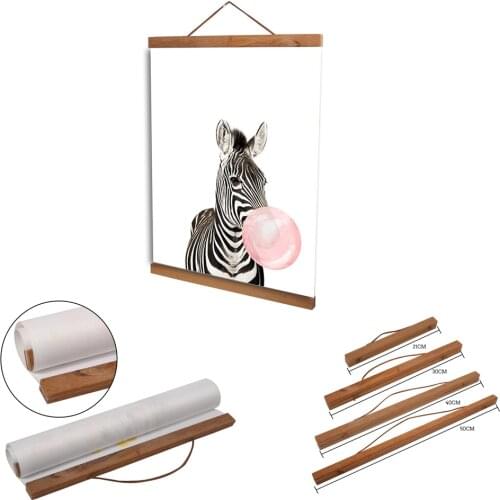 Solid Teak Wood Magnet Scrolls Wall Art Photo Frame Family Canvas Painting Posters Custom Print Art Pictures Kids Room Decor