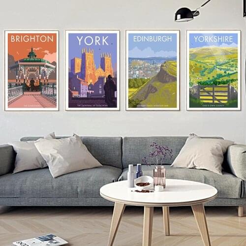 Hd Print Canvas Art Painting Yorkshire York Minster Edinburgh Brighton Vintage Travel Cities Landscape Poster Wall Art Picture