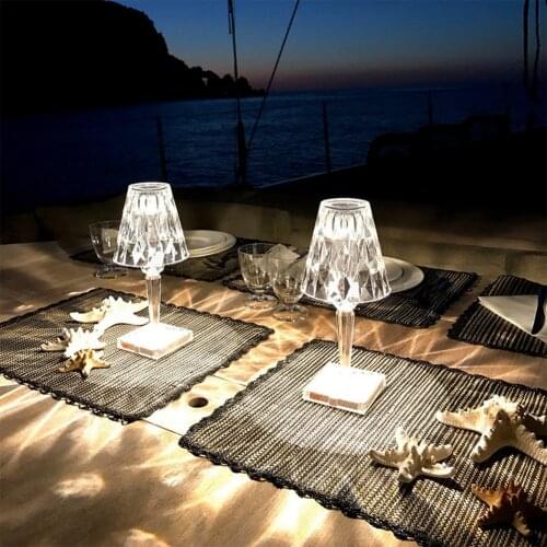 USB Acrylic Crystal Table Light Transparent Prism Desk Lamps Crystal Table Light Pendant Lamp Home Room Bedside Decoration