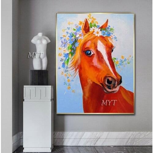 Horse Head Canvas Picture Art Hand Painted Animal Oil Painting Bedroom Decorative Canvas Wall Art Quality Paintings Artwork