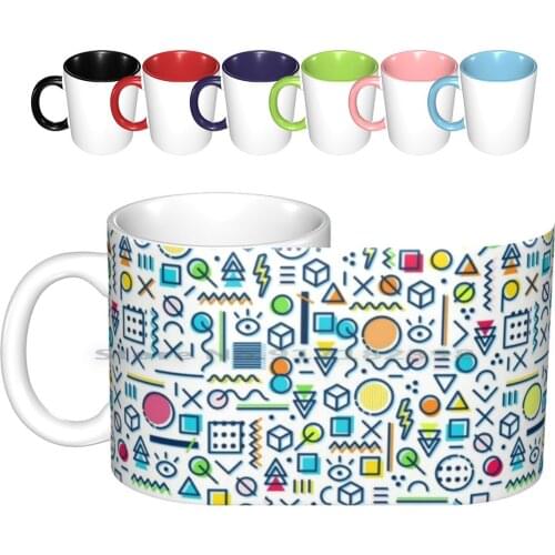 Retro 80s 1980s Vintage Pattern Ceramic Mugs Coffee Cups Milk Tea Mug 80 S 80s Retro 90s Vintage 1980s Cartoon Aesthetic