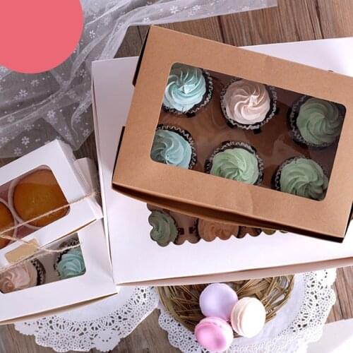 10PCS 2/4/6 Holes Kraft Paper Cupcake Packing Box Travel Gift Box Paper Wedding Birthday Christmas Favor Present Boxes Packing