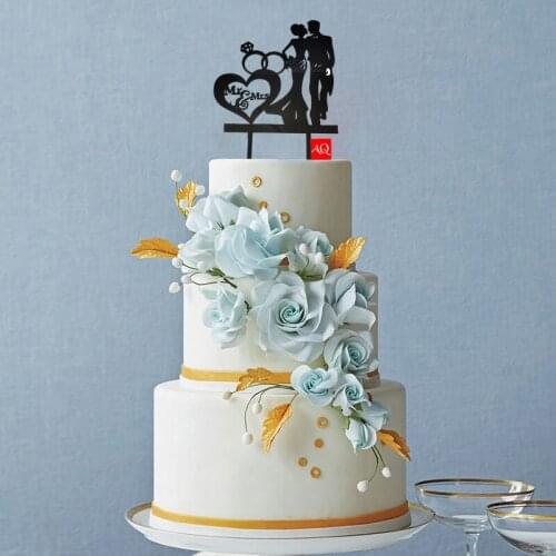 Creative Acrylic" Mr & Mrs " Diamond Ring Design Wedding Cake Inserted Card Wedding Favors Cake Topper Party Cake Decorations