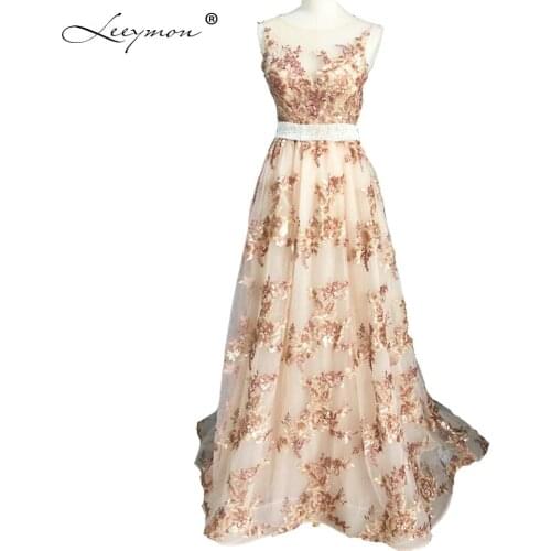 Leeymon Real sample Luxury Prom Gown Sequin Lace Party Dress for Birthday Arabic Prom Dress RE2152