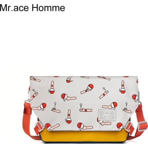 Mah Pingpong Print Messenger Crossbody Bag Women School Bags For Teenagers Girl Waterproof Shoulder Bag Gray And Yellow Bags