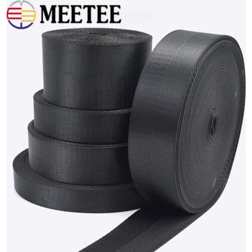 Meetee 5meter 25/32/38/50mm Nylon Black Webbing Tape Herringbone Pattern DIY Backpack Strap Seat Belt Sewing Accessories RD002
