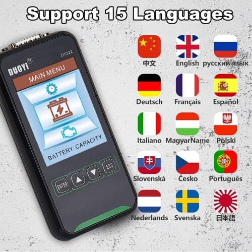 New DY222 Car Battery Life Capacity Internal Resistance Performance Test 12V24V Battery Detector Foreign Trade