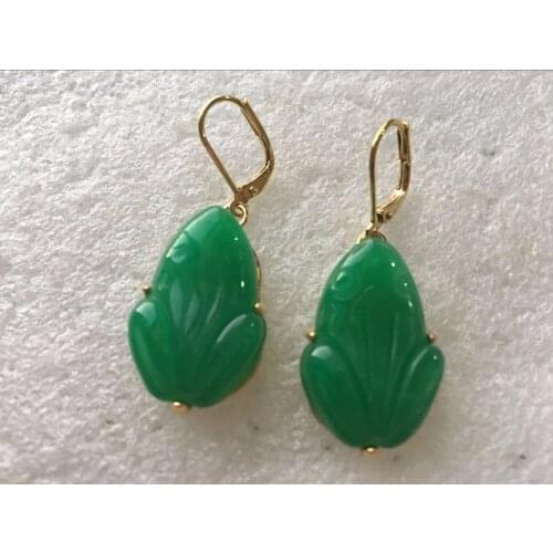 New design green Quartzite jade frog earrings fashion jewelry