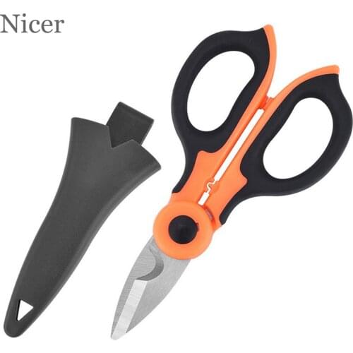High Carbon Steel Electricians Scissors Wire Cutters Stripping Cutting Terminal Crimping Professional Electrician Scissors Tool