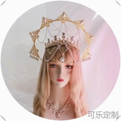 Lolita Virgin Pope Flower Wedding Halo Hair Hoop Original Gothic Gorgeous Bride Take Photo Headband Hair Accessories Gifts