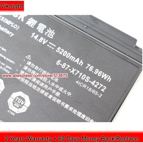 Original 14.8V 5200mAh 76.96Wh P170SM Battery for Clevo P150HMBAT-8 6-87-X710S-4273 P170SM-A X511 P170EM P170HM P170HM3 P170HMx