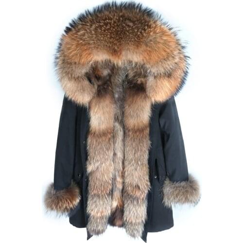 Natural Fox Fur Collar Hood Real Fur Coat Winter Jacket men Real Rabbit Fur Liner Streetwear Waterproof Parka X-long