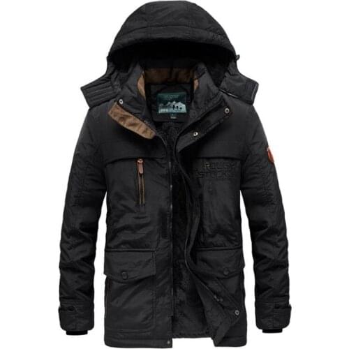 Thicken Warm Parkas Men Plus Size Hooded Military Winter Jacket Men Fleece Liner Parka Outwear Autumn Long Coat 6XL