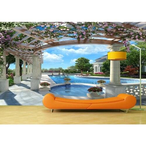 Custom Wallpaper Murals Wall Modern Swimming Pool Self Adhesive Vinyl Wall Sticker Poster Wall Paper Home Decor
