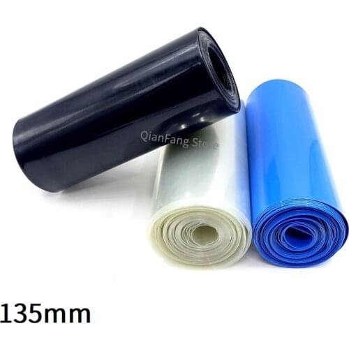 PVC Heat Shrink Tube 135mm Width Blue Black Clear Shrinkable Cable Sleeve Sheath Pack Cover for 18650 Lithium Battery Film Wrap