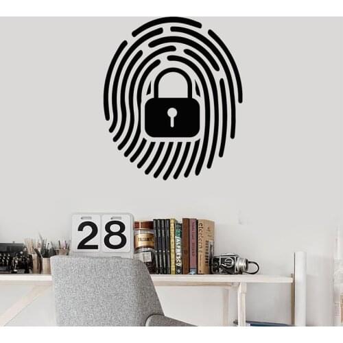 Fingerprint Unlock Wall Stickers Private Secret Lock Vinyl Decal Confidential Thumbprint Stickers Creative Door C13-05