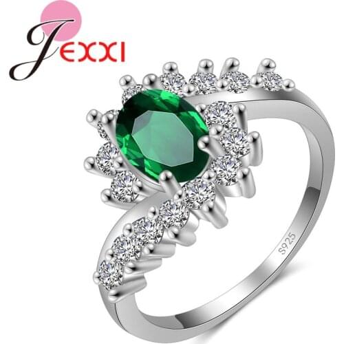 Romantic Christmas Gifts For Girls Women with 5A Shiny Cubic Zirconia Real 925 Sterling Silver Band Rings Anillos Jewelry