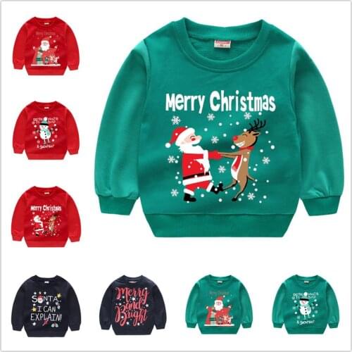 Christmas Sweater for Boys Santa Claus Deer Cotton Sweatshirts Children Pullover Unisex Tee Shirts Baby Girls Clothes Jumper Top