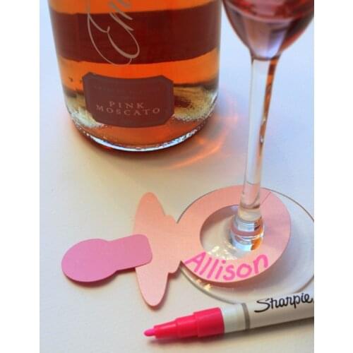 Pink Baby Shower Pacifier Drink Tags Wine Glass Charms markers Wedding Party Decorations custom colors