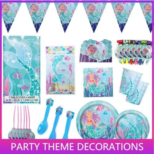 Mermaid Birthday Party Supplies Decorations Kit Favors for Girls Kids Birthday Party and Baby Shower Decor