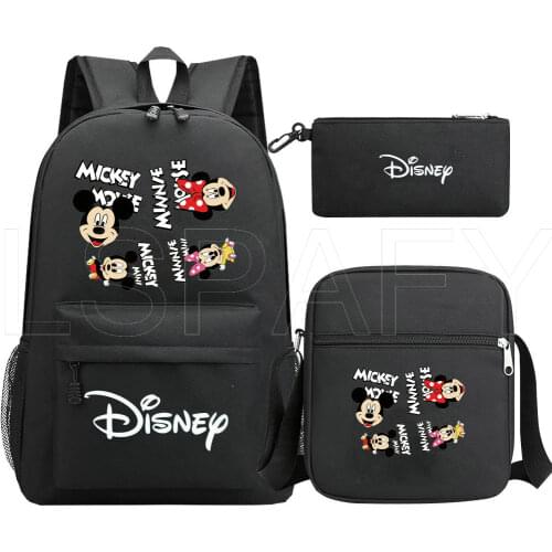 Disney Mickey Minnie Mouse Print Mochila Bag Backpack Boys Girls School Bag Travel Bag Laptop Bagpack with Crossbody Pen Bags