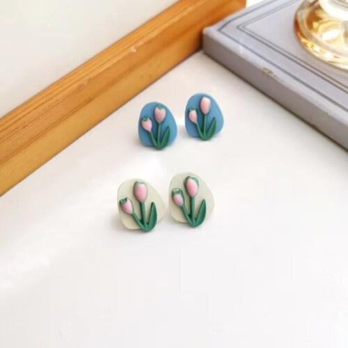 Silver needle retro port wind flower earrings irregular geometric color earrings temperament lady earrings