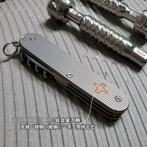 EDC Titanium Alloy Handle Folding Knife Hollow Paper Cutting Art Blade Cutting Knife Unpacking Camping Pocket Survival Outdoor