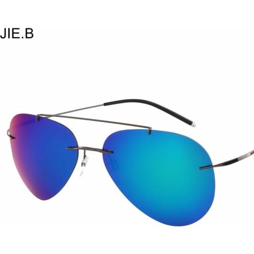 2017 New Fashion Aviation Men Titanium Alloy Polarized Sunglasses Women Rimless Pilot Sun Glasses Shades With Original Box