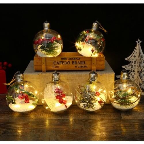 LED Transparent Christmas Ornaments Holiday Pendant Gifts Family Sentence Bedroom Garden Hotel Decoration Pendant Xmas Decor