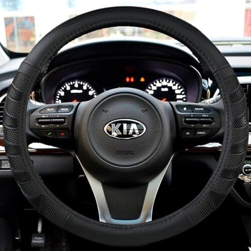 Carbon Fibre + PU Leather Car Steering Wheel Cover for Kia Rio 2 3 4 X Line Kombi Sedan Auto Accessories Interior