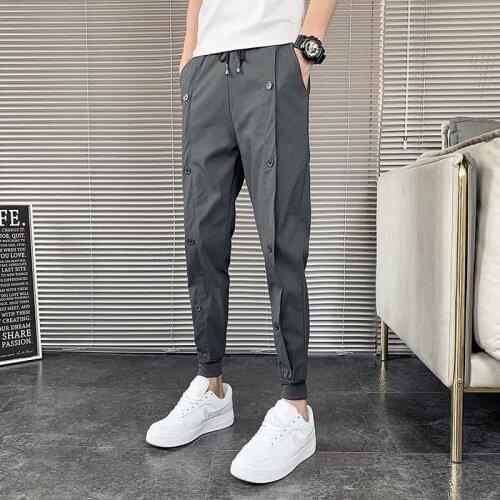 Korean Summer Harem Pants Men Ankle Length Slim Fit Hip Hop Cargo Pants Casual Joggers Trousers Hip Hop Streetwear Men Clothing