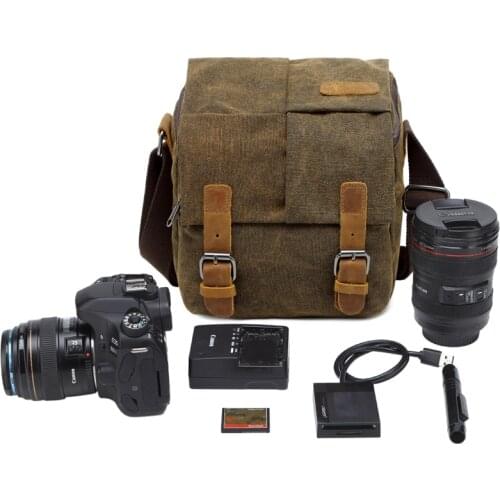 CAREELL C264 Vintage Canvas Photography Shoulder Bag Sling SLR Camera Carrying Case Small Travel Bags for Nikon Sony Canon