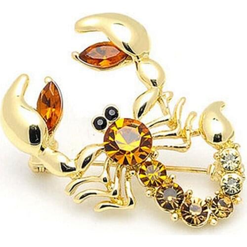 Women Fashion Animal Scorpion Crystal Rhinestone Scarf Brooch Pin Party Jewelry Enamel Pin Lapel Pin Men Jewelry Gifts Brooches