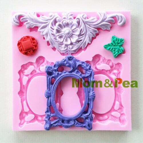 Mom&Pea 0979 Free Shipping Frame & Floral Shaped Silicone Mold Cake Decoration Fondant Cake 3D Mold Food Grade