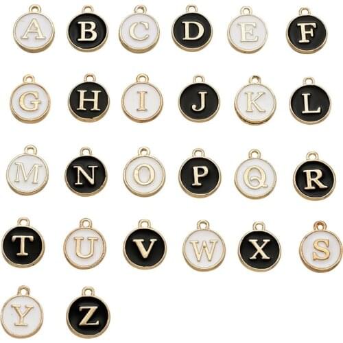 2sets/box Alphabet Letter Double-sided Alloy Enamel Charms Pendant for Jewelry Making DIY Bracelet Necklace Accessories Findings