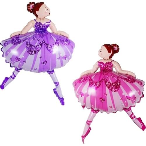 2pcs 110*80cm cartoon Sparkles Ballerina Ballet Dancer Girls Foil Helium Balloon Girls Happy Birthday Party Decorations Globos