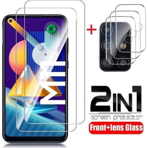 2 in 1 protective glass for samsung galaxy m11 m31 21 m 11 camera lens screen protector tempered glass for samsung m21 m11glass