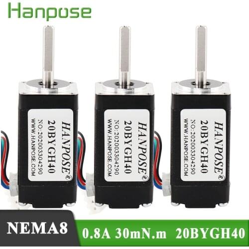 3pcs Free shipping Nema8 mini Stepper Motor 20 Series motor 20BYGH40 30mN.m 0.8A motor for 3D CNC printer accessories