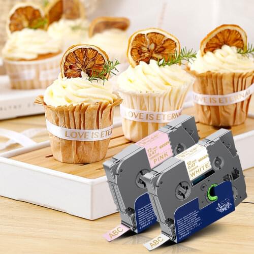 5Pcs TZe-R231 Tape Satin Ribbon Tape TZe R231 TZ-R231 Black on White 12mm gift labeling tape for Brother P touch Label Maker