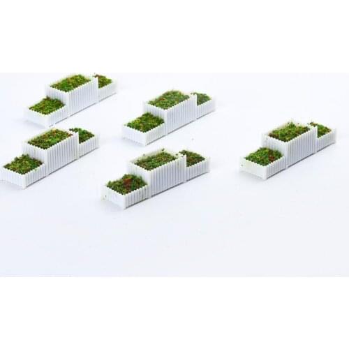 5x HO Scale 1:100 E Shape Flower Beds Plant for Railway Diorama Accessories
