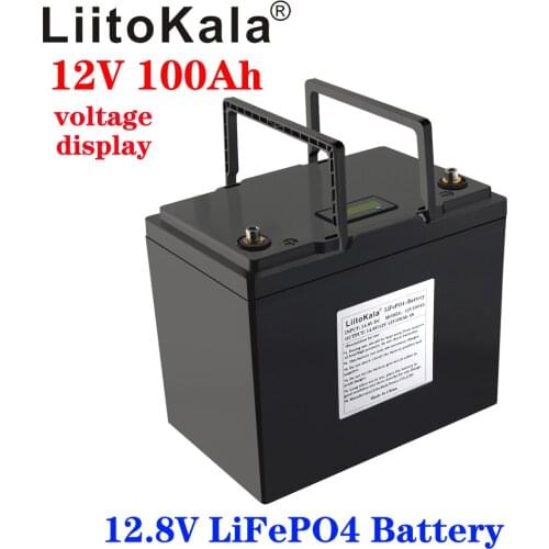 LiitoKala 12V 100AH lifepo4 battery with 100A BMS 4S 12.8V for 1200W backup power inverter RV boat MPPT Solar AGV