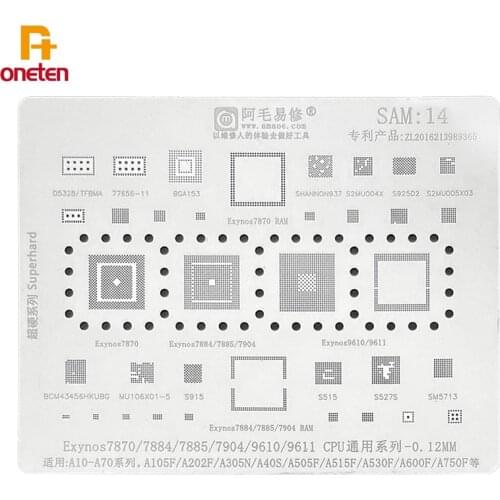 Amaoe BGA Reballing Stencil SAM14 for A10-A70 Series A750F A600F Exynos9611 Steel mesh