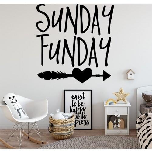 Large sunday,funday Decal Removable Vinyl Mural Poster Living Room Bedroom Removable Decor Wall Decals muursticker