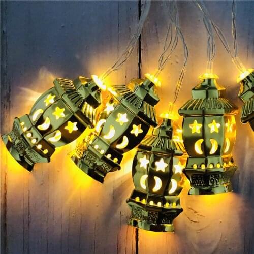 3M 20LEDs Eid Mubarak Decorative String Lights Gold/Silver Palace Ramadan Kareem Lantern Garland Muslim Islam Party Supplies Dro
