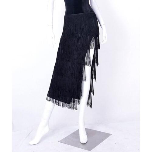 Exotic dance Latin dance at the front left split double encryption long Latin tassel skirt S15032 practice