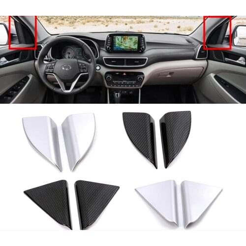 For Hyundai Tucson 2015-2020 Car Front Rear Door Window Inner Triangle Pillar Column Cover Trim ABS Sticker Accessories