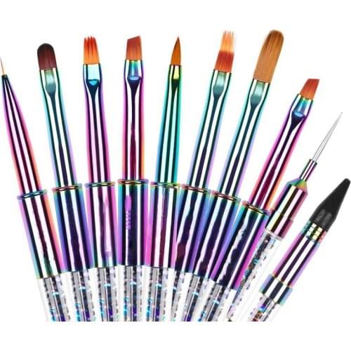 Dual Ended Nail Art Acrylic UV Gel Extension Builder Flower Painting Pen Brush UV Gel Nail Art Brush Manicure Tool
