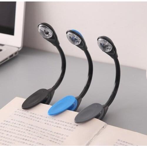 Flexible Portable Mini Clip On Book light Desk Light Bright White LED Reading Lamp Travel Light Black/Blue/Grey SN808